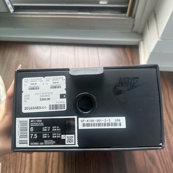 NIKE & CDG AF1 Air Force 1 white high top sneakers size US men6/women7.5 - Picture 7 of 8